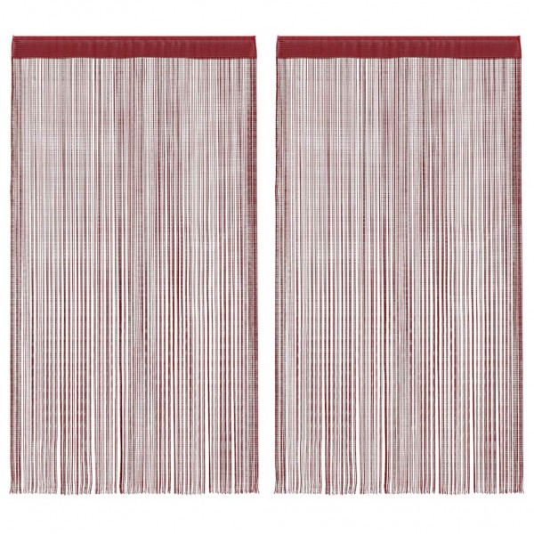 Пердета с ресни в цвят бордо за тръбен корниз, 2 бр., 100 x 250 см