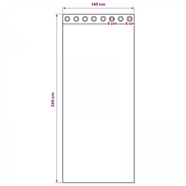 Плътни завеси в цвят бял с метални халки, 2 бр., 140 x 245 см