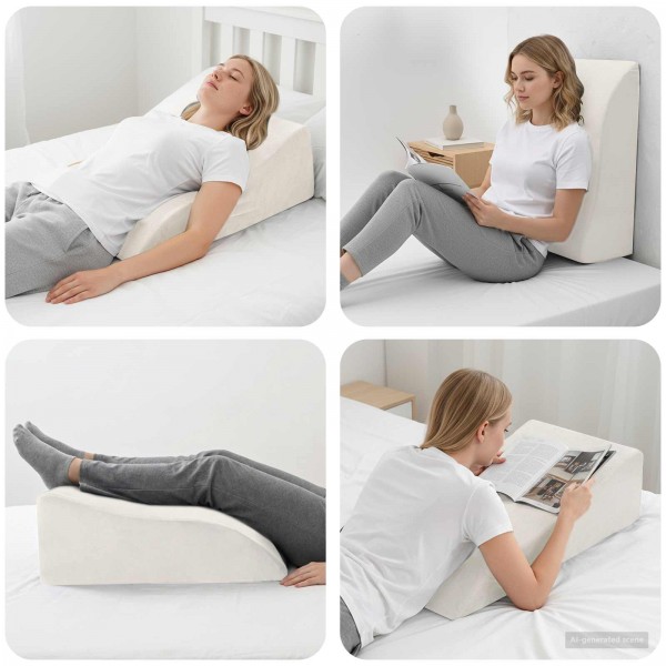 Клиновидна възглавница за крака Leg Elevation Comfort, 68 x 41 x 24 см, бяла