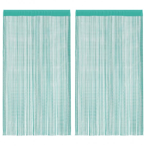 Пердета с ресни в цвят тюркоаз за тръбен корниз, 2 бр., 140 x 250 см