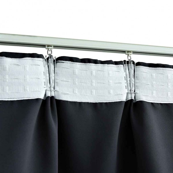 Плътни завеси в цвят черен с перделък, 2 бр., 140 x 175 см