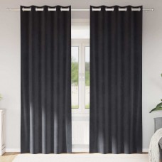Кадифени завеси в цвят антрацит с метални халки, 2 бр., 140 x 260 см