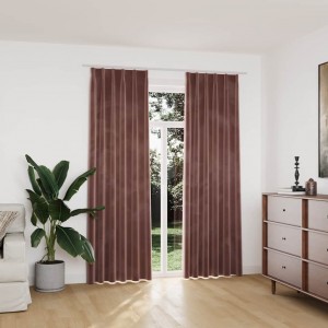 Кадифени завеси в цвят пепел от рози с перделък, 2 бр., 140 x 225 см