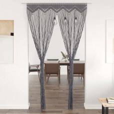 Памучно перде макраме в цвят антрацит за тръбен корниз, 140 x 240 см