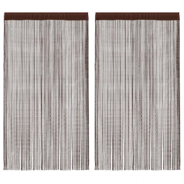 Пердета с ресни в цвят кафяв за тръбен корниз, 2 бр., 100 x 250 см