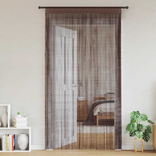 Пердета с ресни в цвят кафяв за тръбен корниз, 2 бр., 100 x 250 см