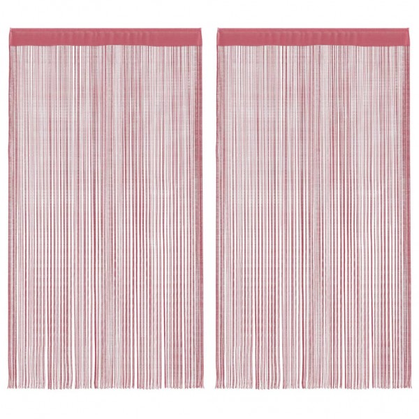 Пердета с ресни в цвят розов за тръбен корниз, 2 бр., 140 x 250 см