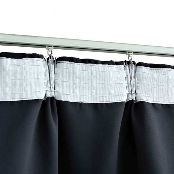 Плътна завеса в цвят антрацит с перделък, 290 x 245 см