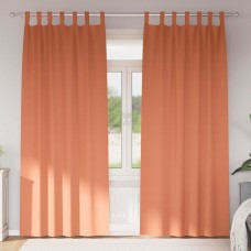 Плътни завеси в цвят теракота с текстилни гайки (уши), 2 бр., 140 x 225 см
