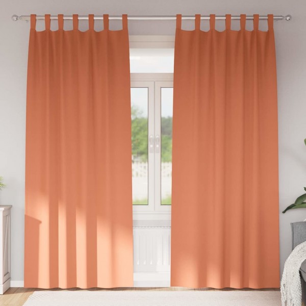 Плътни завеси в цвят теракота с текстилни гайки (уши), 2 бр., 140 x 225 см