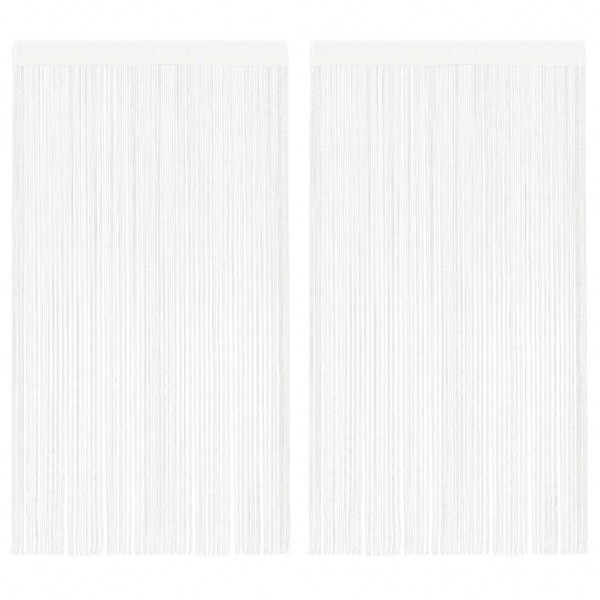 Пердета с ресни в цвят бял за тръбен корниз, 2 бр., 140 x 250 см
