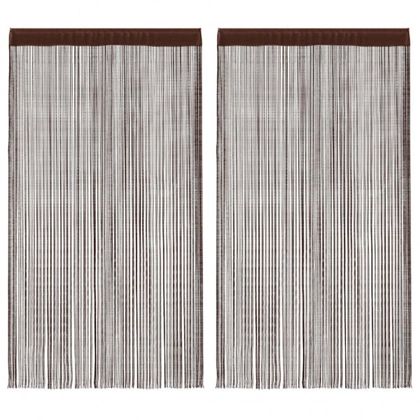Пердета с ресни в цвят кафяв за тръбен корниз, 2 бр., 140 x 250 см