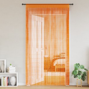 Пердета с ресни в цвят оранжев за тръбен корниз, 2 бр., 140 x 250 см