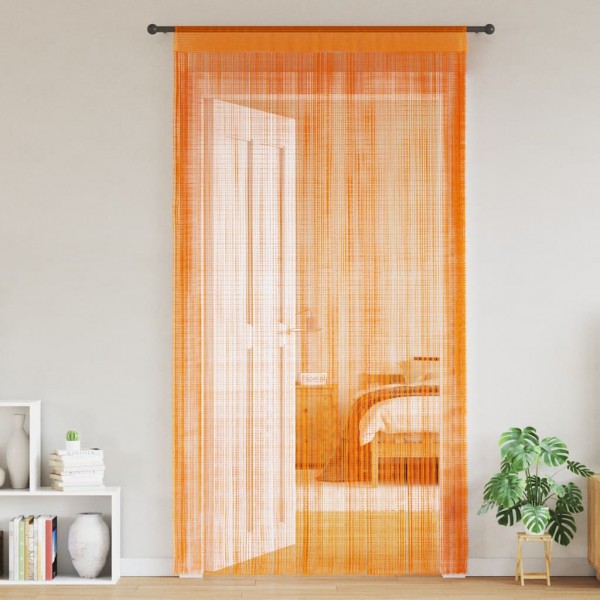 Пердета с ресни в цвят оранжев за тръбен корниз, 2 бр., 140 x 250 см