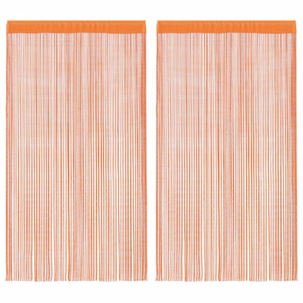 Пердета с ресни в цвят оранжев за тръбен корниз, 2 бр., 140 x 250 см