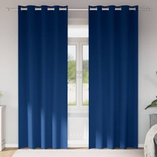 Плътни завеси в цвят мастиленосин с метални халки, 2 бр., 140 x 245 см