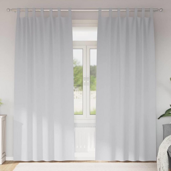 Плътни завеси в цвят светлосив с текстилни гайки (уши), 2 бр., 140 x 225 см