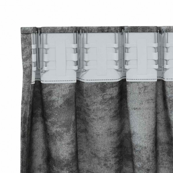 Кадифени завеси в цвят тъмносив с комбиниран перделък, 2 бр., 140 x 245 см