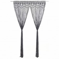 Памучно перде макраме в цвят антрацит за тръбен корниз, 140 x 240 см
