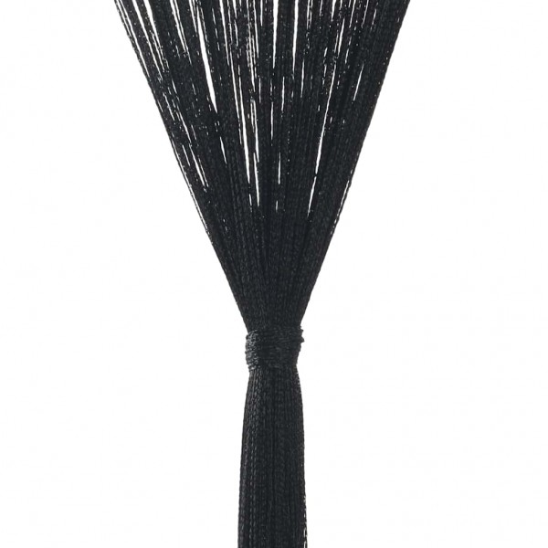 Пердета с ресни в цвят черен за тръбен корниз, 2 бр., 100 x 250 см