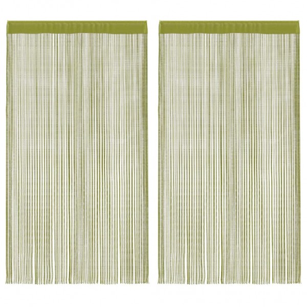 Пердета с ресни в цвят зелен за тръбен корниз, 2 бр., 140 x 250 см