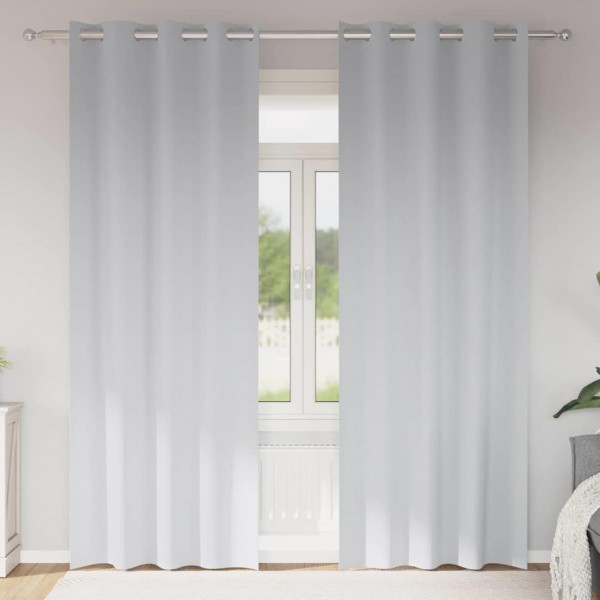 Плътни завеси в цвят светлосив с метални халки, 2 бр., 140 x 225 см