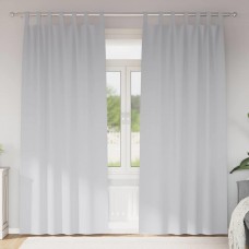 Плътни завеси в цвят светлосив с текстилни гайки (уши), 2 бр., 140 x 245 см
