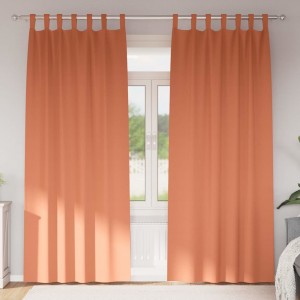 Плътни завеси в цвят теракота с текстилни гайки (уши), 2 бр., 140 x 260 см