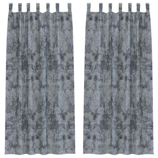 Кадифени завеси в цвят сив с текстилни гайки (уши), 2 бр., 140 x 260 см