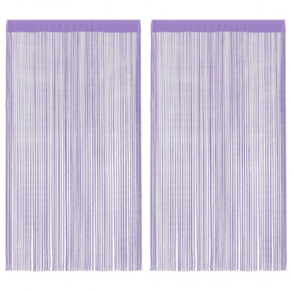 Пердета с ресни в цвят лилав за тръбен корниз, 2 бр., 140 x 250 см