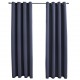 Плътни завеси в цвят антрацит с метални халки, 2 бр., 140 x 175 см