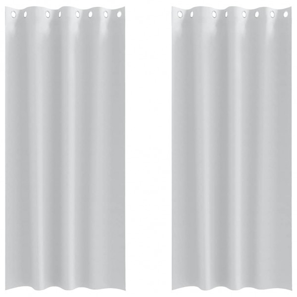Плътни завеси в цвят светлосив с метални халки, 2 бр., 140 x 245 см