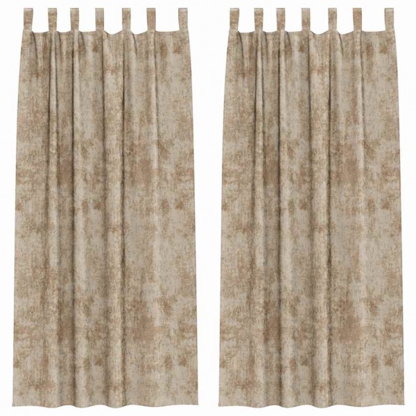 Кадифени завеси в цвят таупе с текстилни гайки (уши), 2 бр., 140 x 225 см