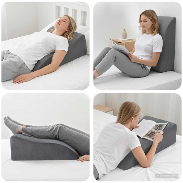 Клиновидна възглавница за крака Leg Elevation Comfort, 68 x 40 x 18 см, сива