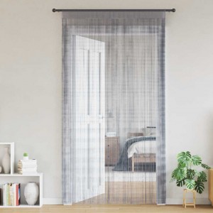 Пердета с ресни в цвят светлосив за тръбен корниз, 2 бр., 140 x 250 см