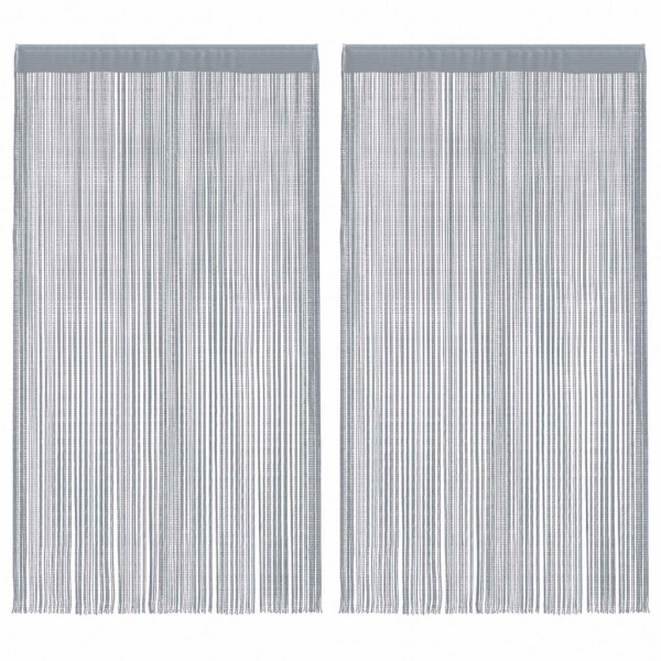 Пердета с ресни в цвят светлосив за тръбен корниз, 2 бр., 140 x 250 см