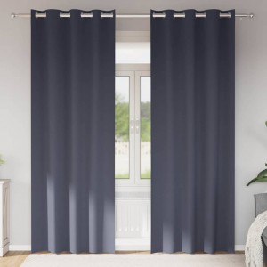 Плътни завеси в цвят антрацит с метални халки, 2 бр., 140 x 225 см
