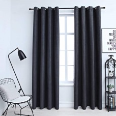 Плътни завеси в цвят антрацит с метални халки, 2 бр., 140 x 225 см