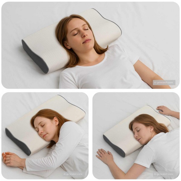 Анатомична възглавница Cervical Curve Memory, 59 x 34,5 x 12 см, бяла