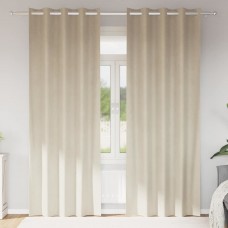Кадифени завеси в цвят светлобежов с метални халки, 2 бр., 140 x 260 см