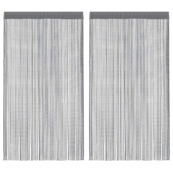 Пердета с ресни в цвят антрацит за тръбен корниз, 2 бр., 140 x 250 см