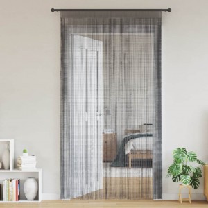 Пердета с ресни в цвят антрацит за тръбен корниз, 2 бр., 140 x 250 см