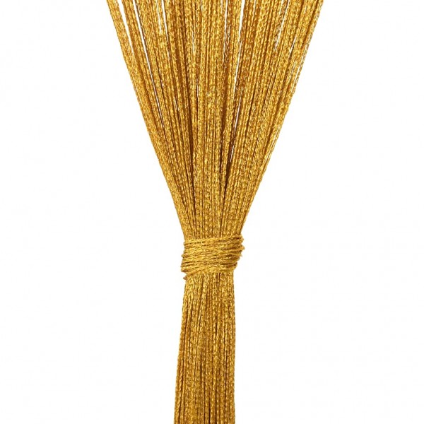 Пердета с ресни в цвят златен за тръбен корниз, 2 бр., 100 x 250 см