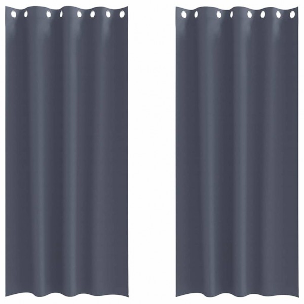 Плътни завеси в цвят антрацит с метални халки, 2 бр., 140 x 245 см