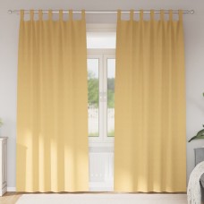 Плътни завеси в цвят охра с текстилни гайки (уши), 2 бр., 140 x 260 см
