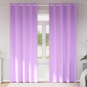 Плътни завеси в цвят орхидея с метални халки, 2 бр., 140 x 225 см