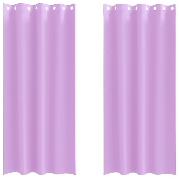 Плътни завеси в цвят орхидея с метални халки, 2 бр., 140 x 225 см