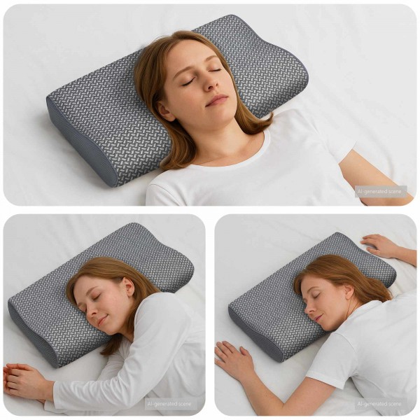 Анатомична възглавница Cervical Curve Memory, 59 x 34 x 12 см, сива