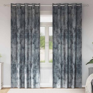 Кадифени завеси в цвят сив с метални халки, 2 бр., 140 x 245 см
