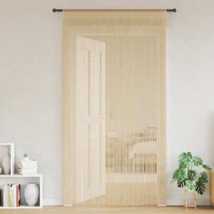 Пердета с ресни в цвят бежов за тръбен корниз, 2 бр., 100 x 250 см